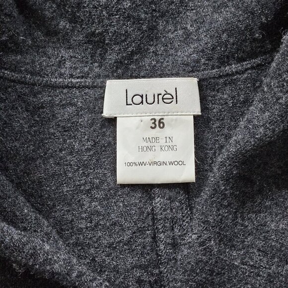 Laurel Cardigan Women 36 Gray Long Buttons LS Virgin Wool Luxury Timeless Pocket - Picture 3 of 13